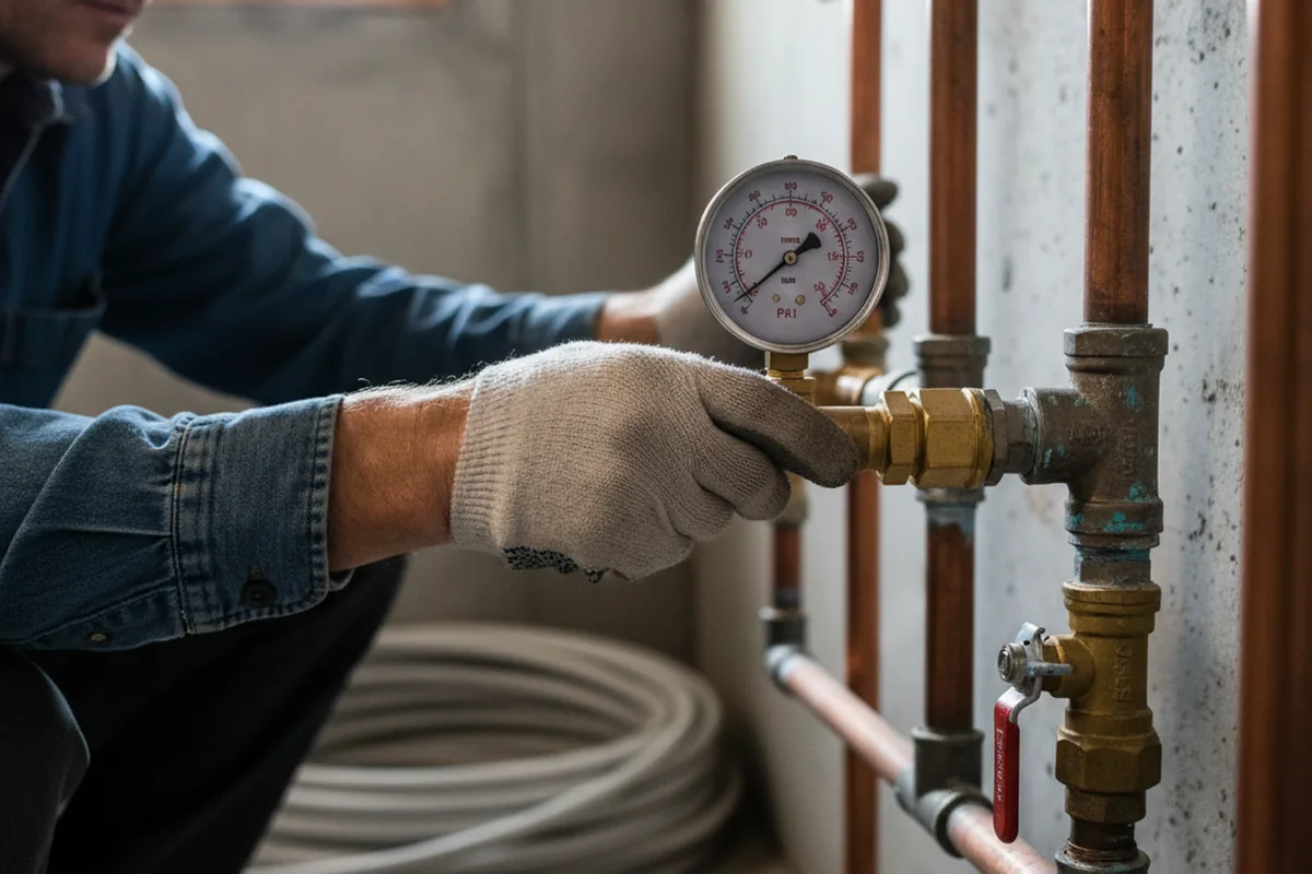 Pressure testing a repaired line during Water Line Repair in Prairie Grove